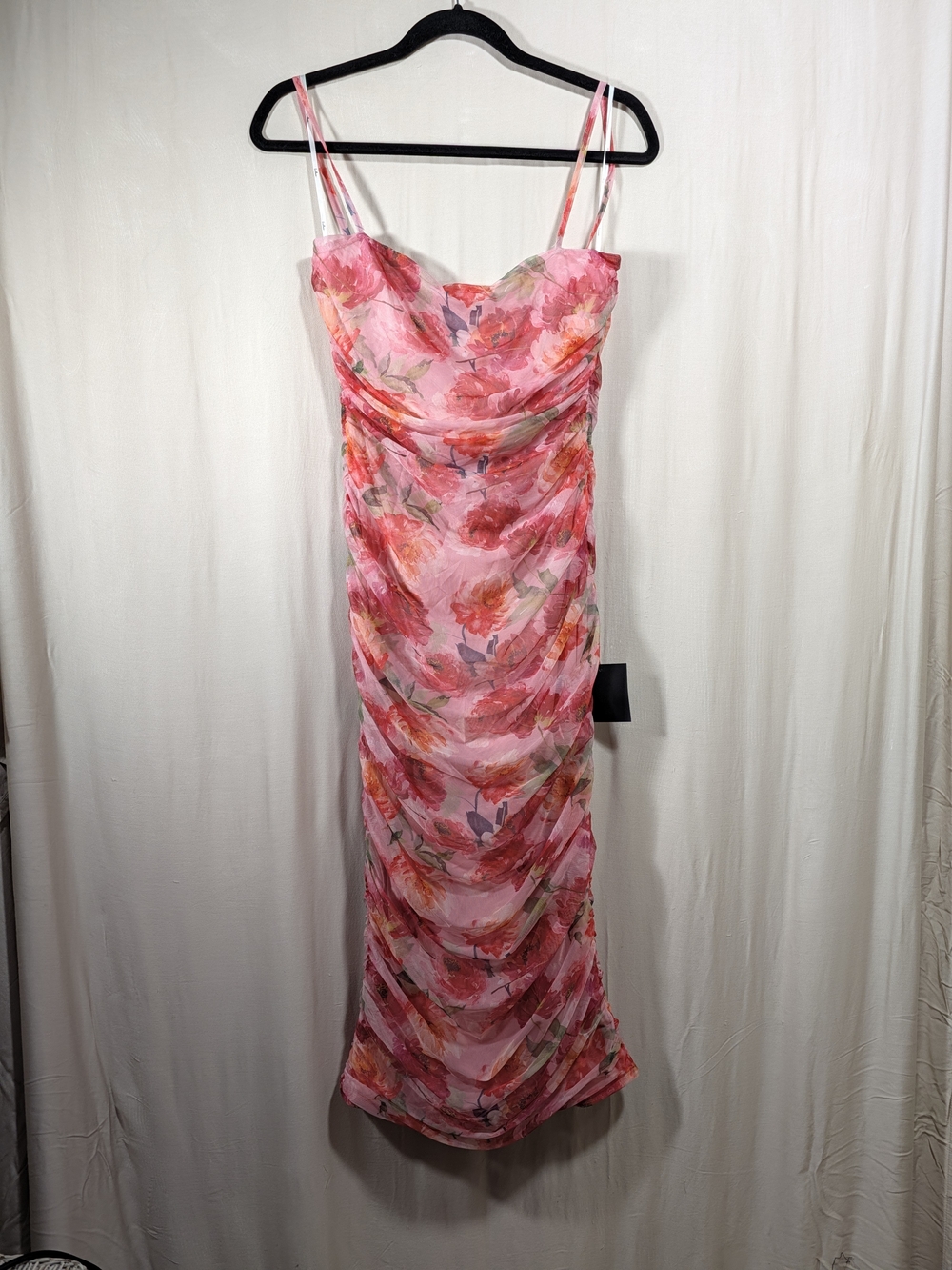 NWT Lulu's Pink Floral Ruched Bodycon Dress